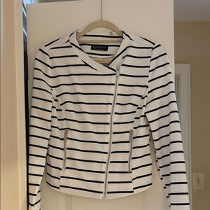 Bagatelle Women's Black and White Striped Blazer.